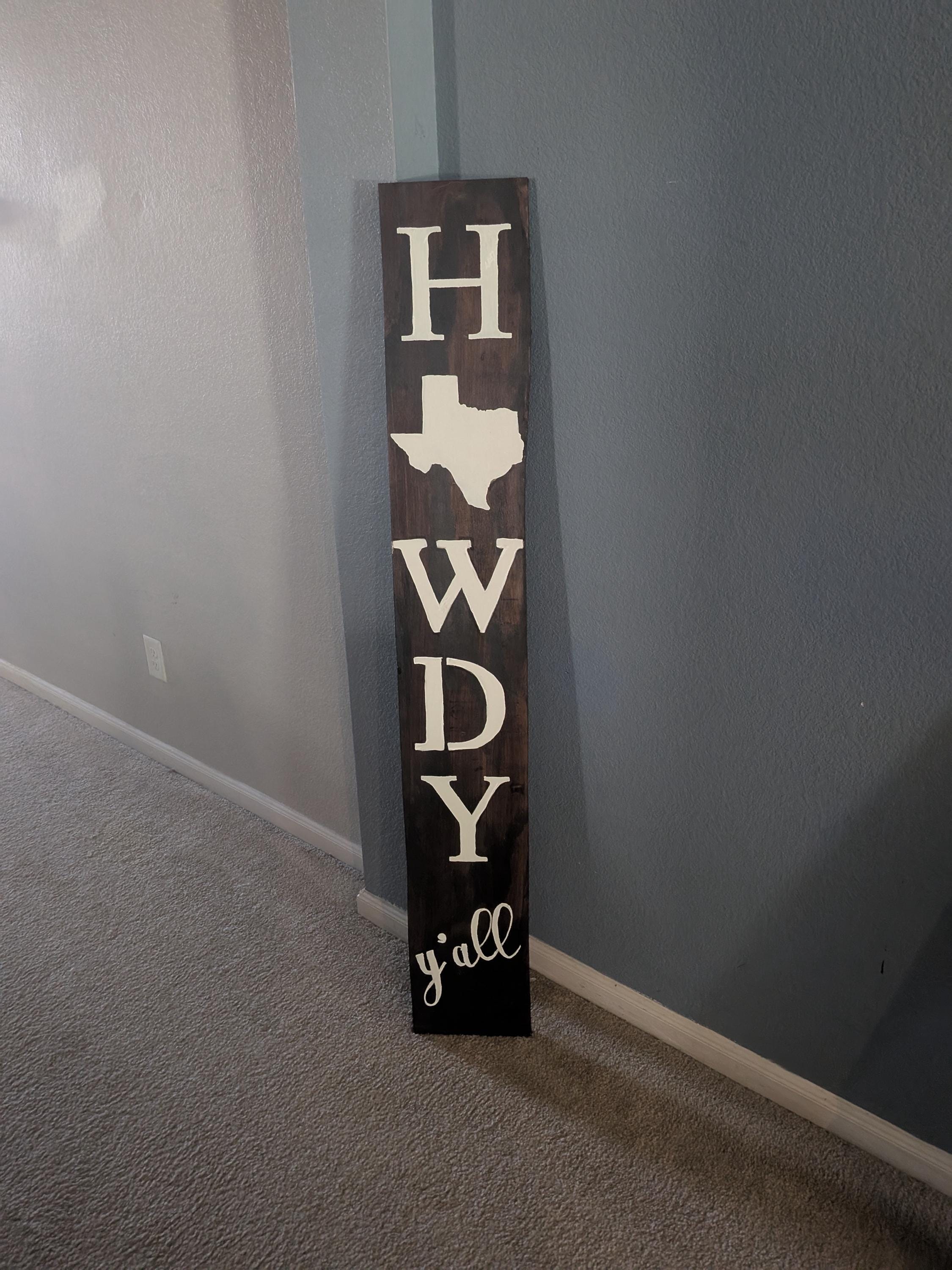 Howdy Y'all Porch Sign: Rustic Texas State Emblem, Weatherproof Wood