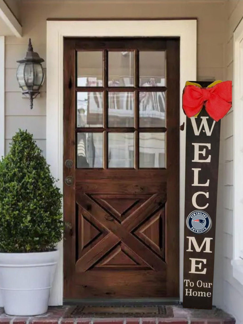 Colorful NFL Football Team  Inspired Welcome Porch Signs with Matching Jute Burlap  Bow