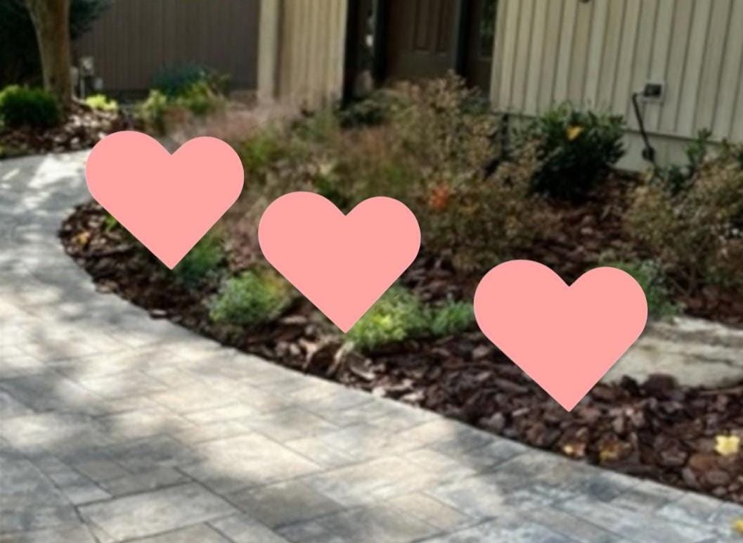 Wooden Garden Hearts Sealed All Weather Easy Setup Rustic Garden Decor Stake Included