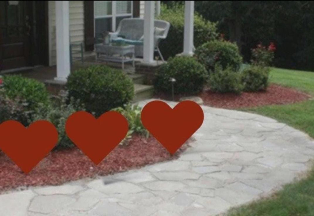 Wooden Garden Hearts Sealed All Weather Easy Setup Rustic Garden Decor Stake Included