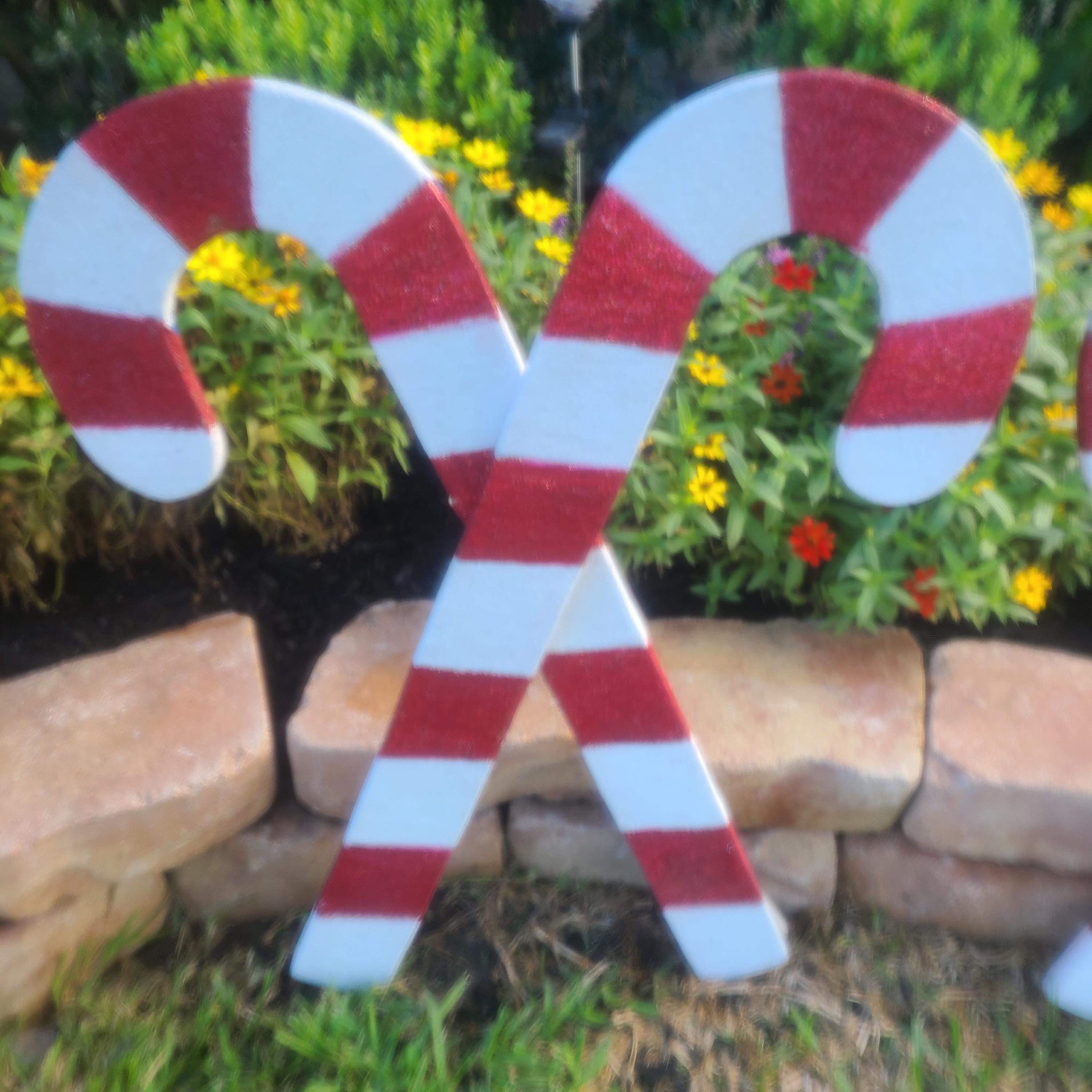 Large Wooden Candy Canes - All Weather Holiday Decor - Multiple Colors