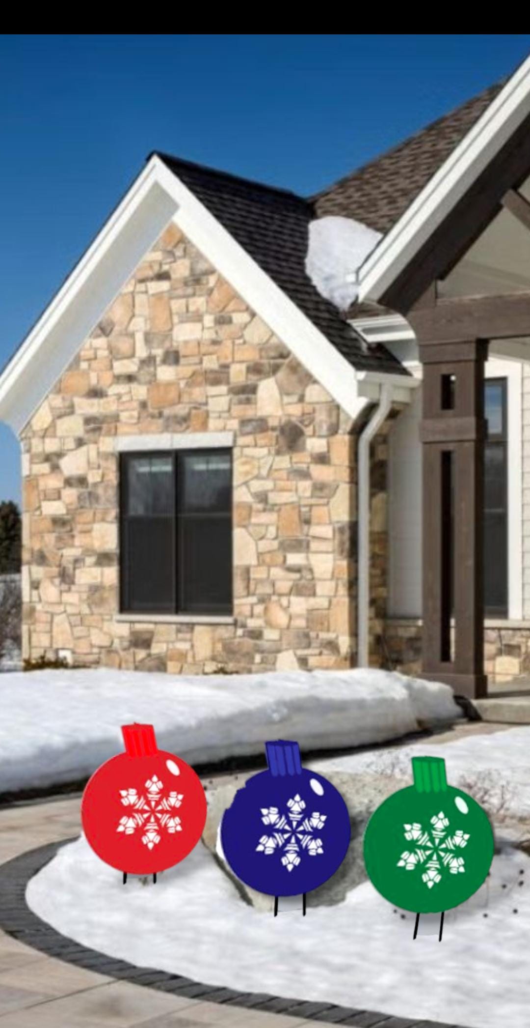 Large Wooden Christmas Ornaments Set: Glitter Snowflake Yard Decor