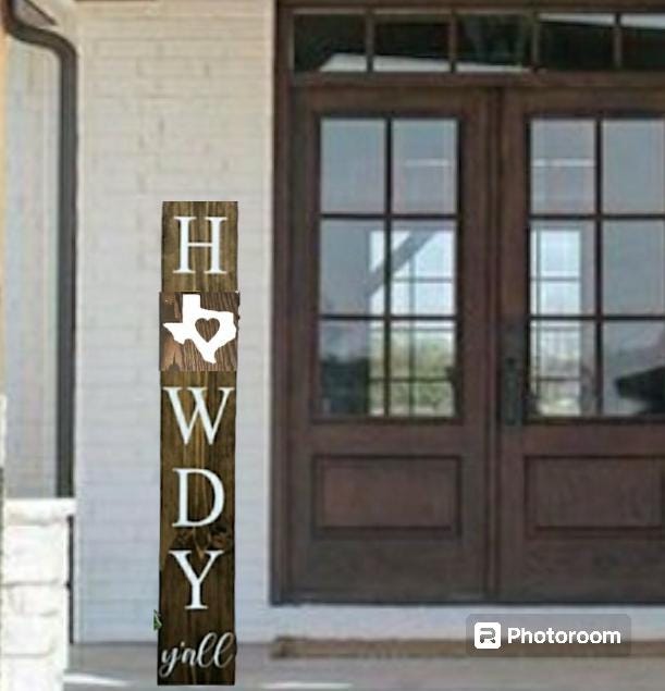Howdy Texas Porch Sign: Rustic Wooden Welcome Decor