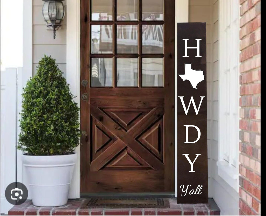 Howdy Yall Wooden Porch Sign: Texas Emblem, All Weather