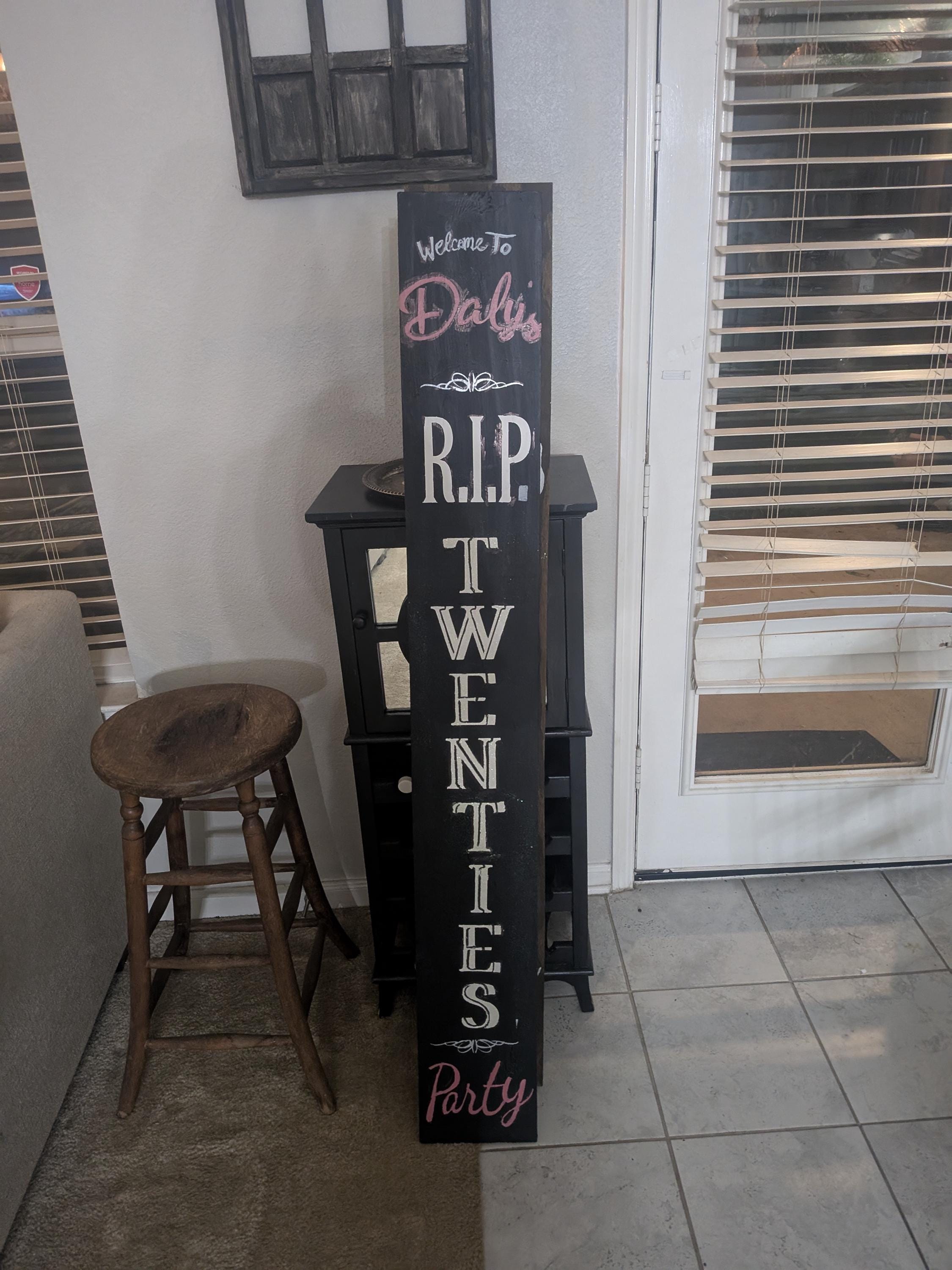 Hand Painted R.I.P. Birthday Party Welcome Sign