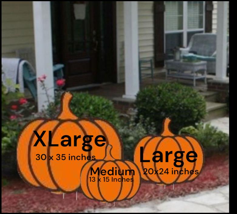 Pumpkin Yard Art: Handpainted Fall Decor Easy Setup Included Weatherproofed