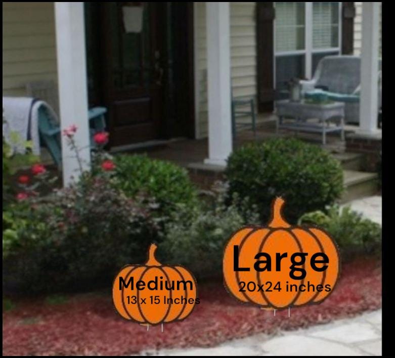 Pumpkin Yard Art: Handpainted Fall Decor Easy Setup Included Weatherproofed