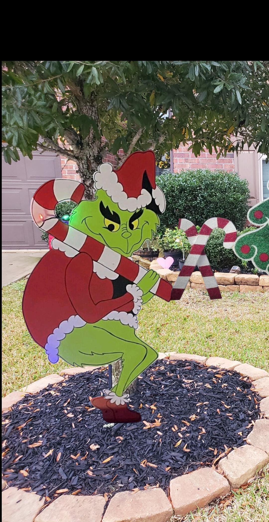 Candy Cane Grinch Wooden Yard Art Christmas Decorations Weatherproof  52 inch