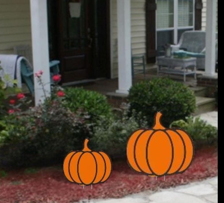 Pumpkin Yard Art: Handpainted Fall Decor Easy Setup Included Weatherproofed
