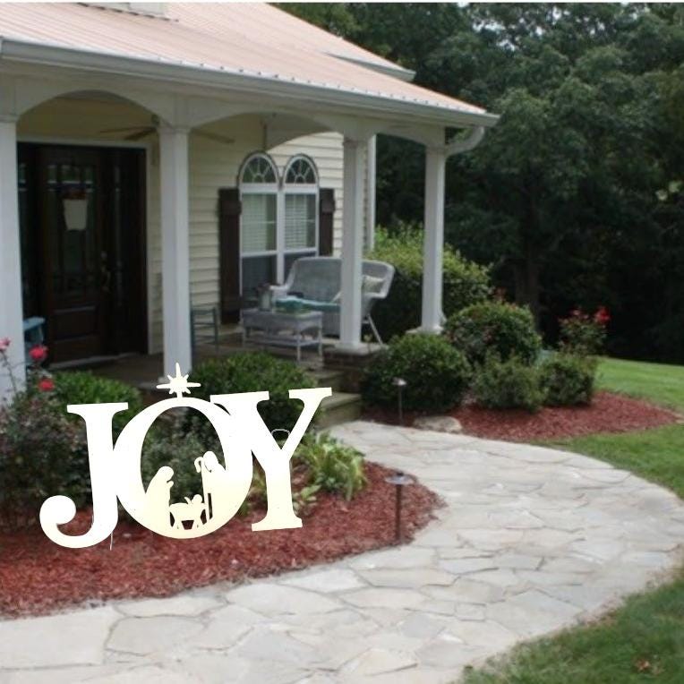 Large JOY with Nativity Wooden Yard Art