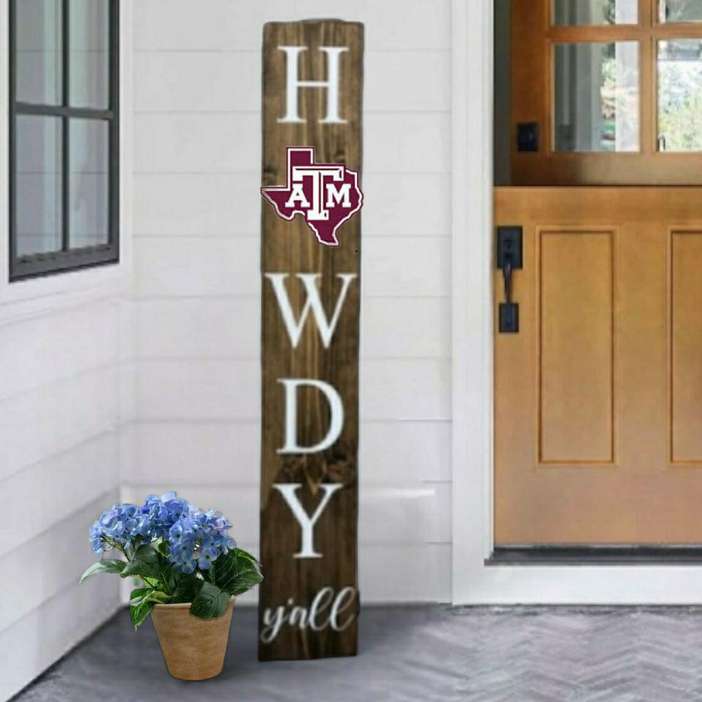 Hand Painted Texas A&M Porch Sign "HOWDY there" Wood Leaner Sign