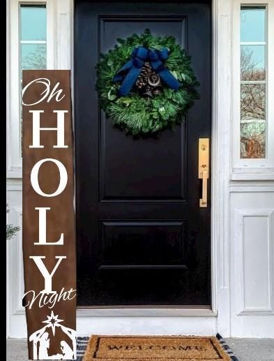 Nativity Oh Holy Night Wooden Porch Leaner Sign